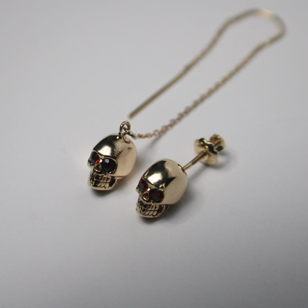 Red Eyes Skull Earrings