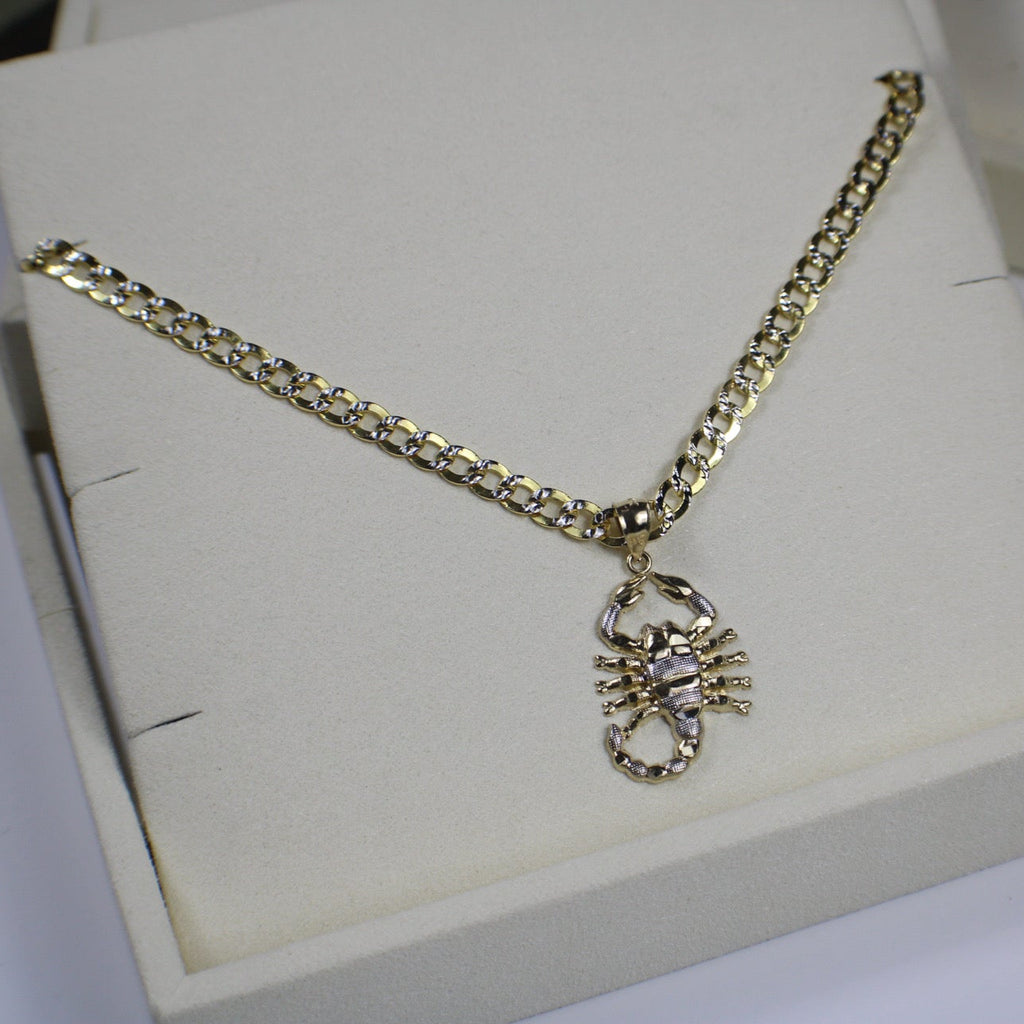 Hollow Cuban Chain with Scorpion Pendant
