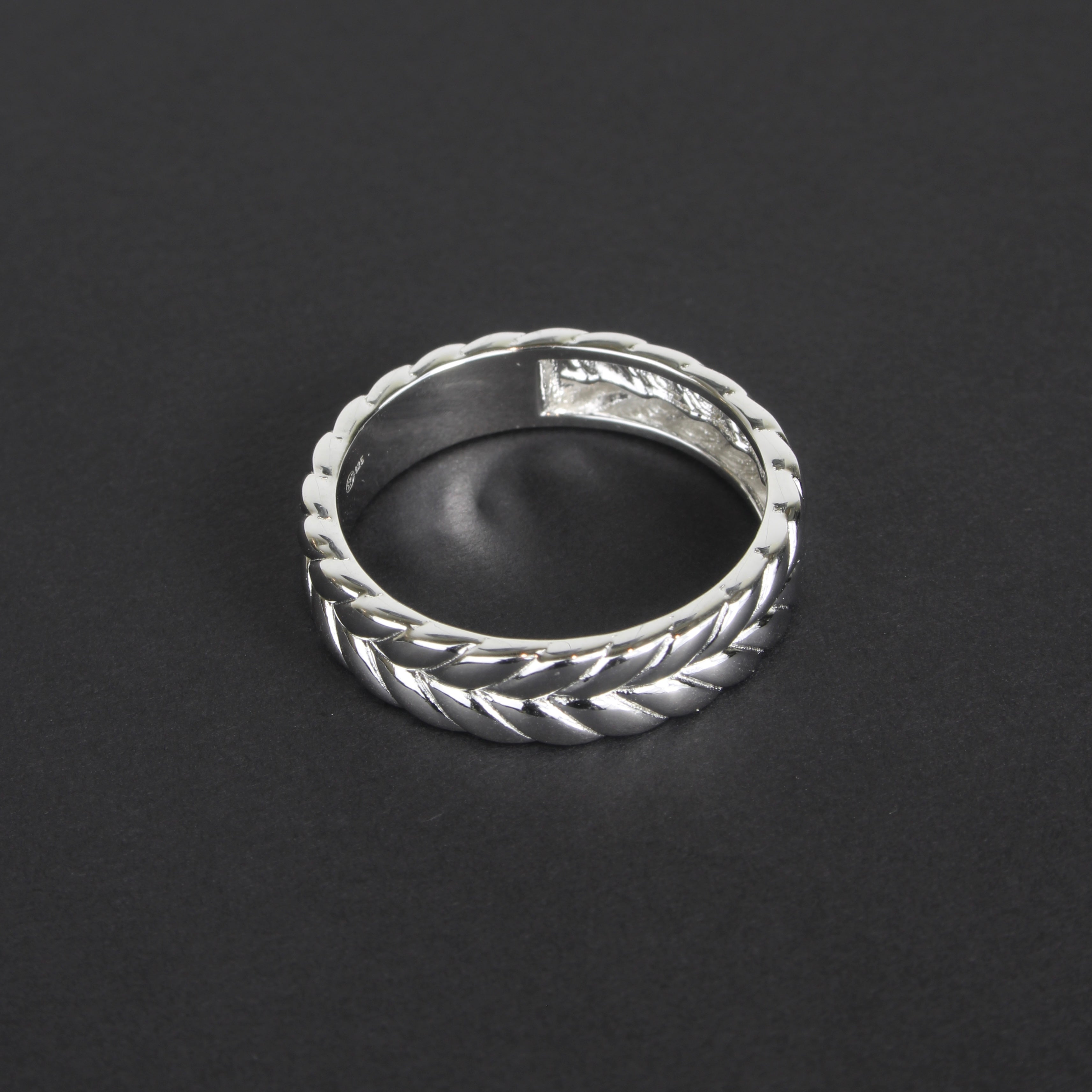 Sterling Wheat Braided Pattern Men's Ring