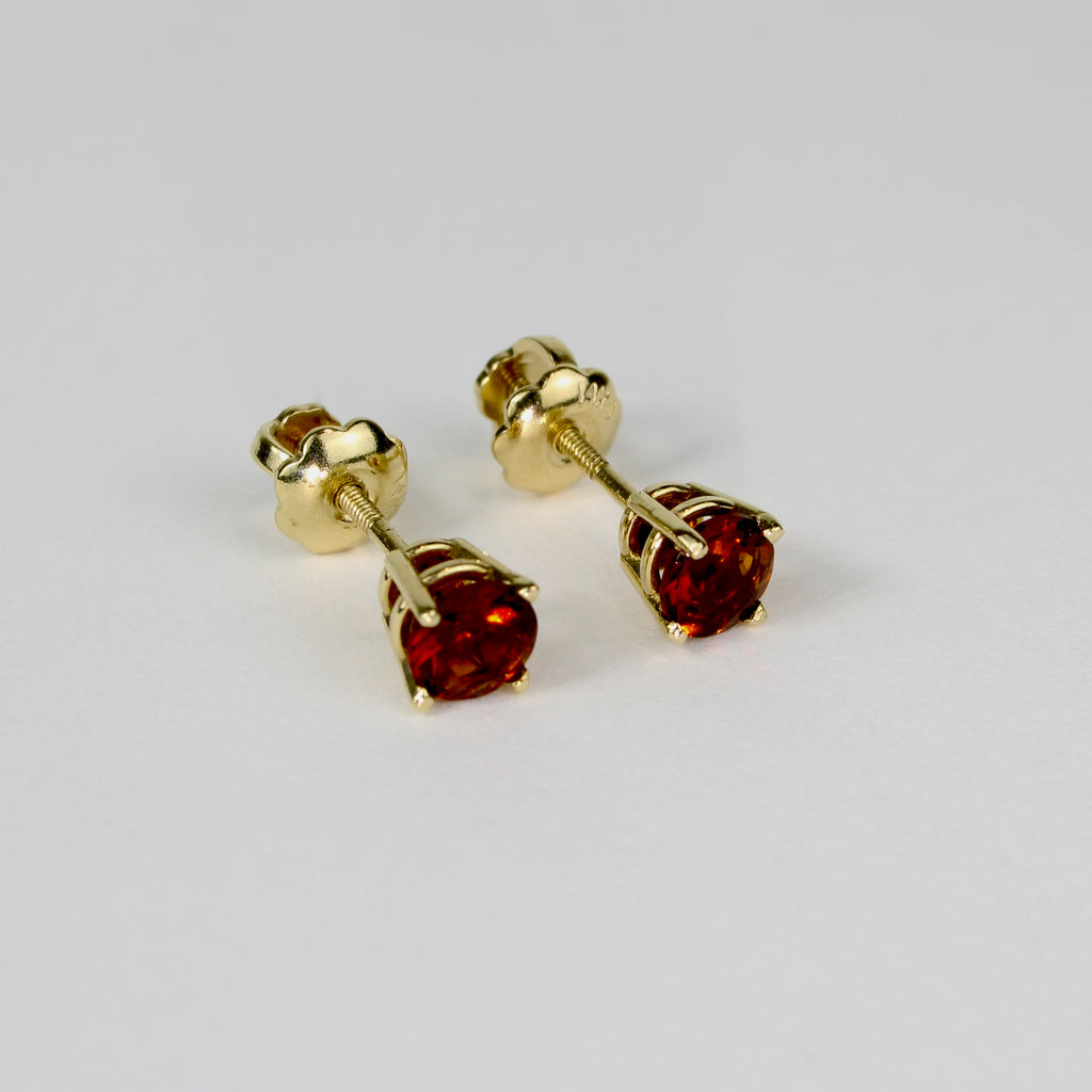 Fire Citrine Solitaire 4mm Stud Earrings