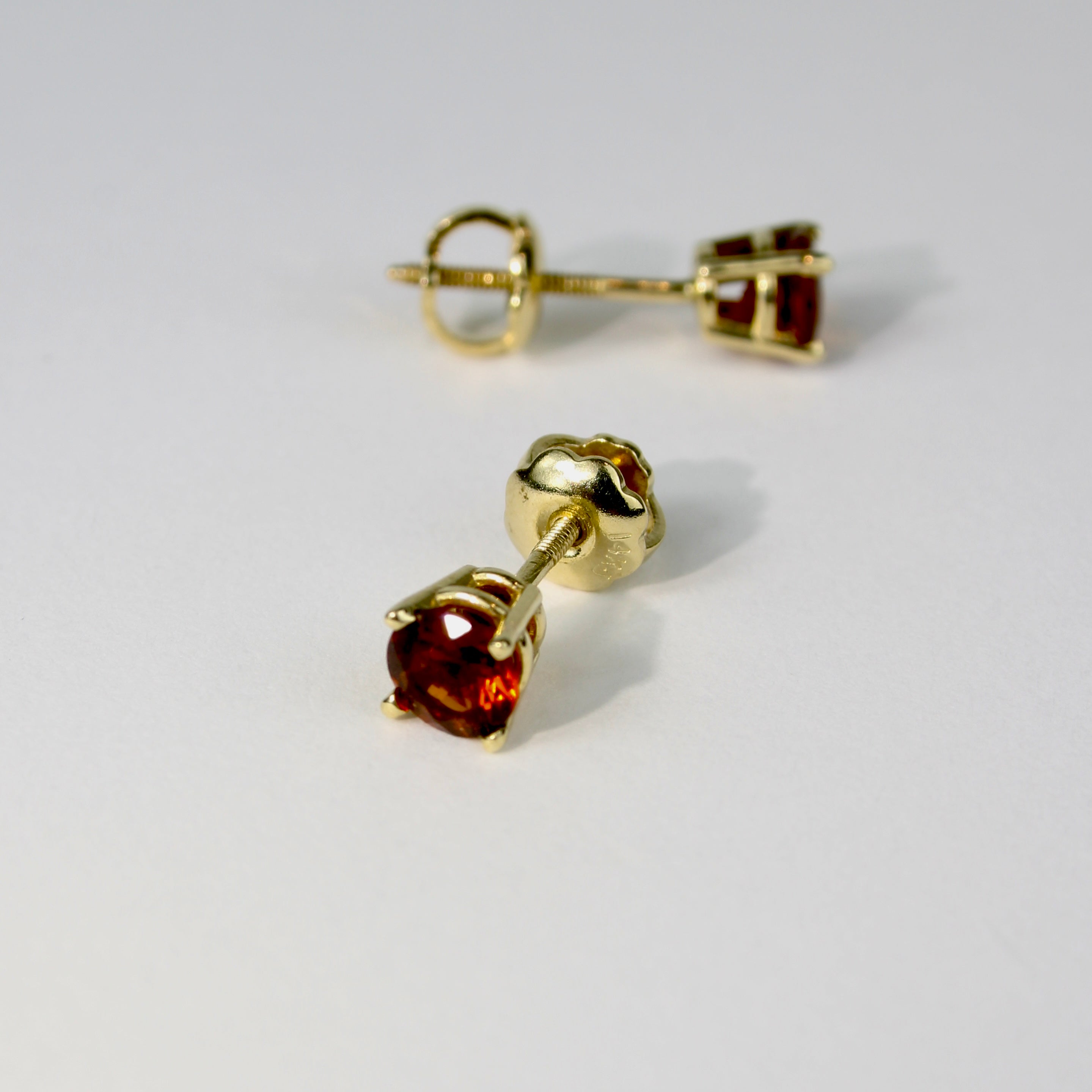 Fire Citrine Solitaire 4mm Stud Earrings