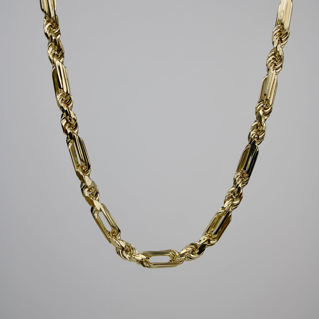 14k Yellow Gold Solid Rope Chain Necklace