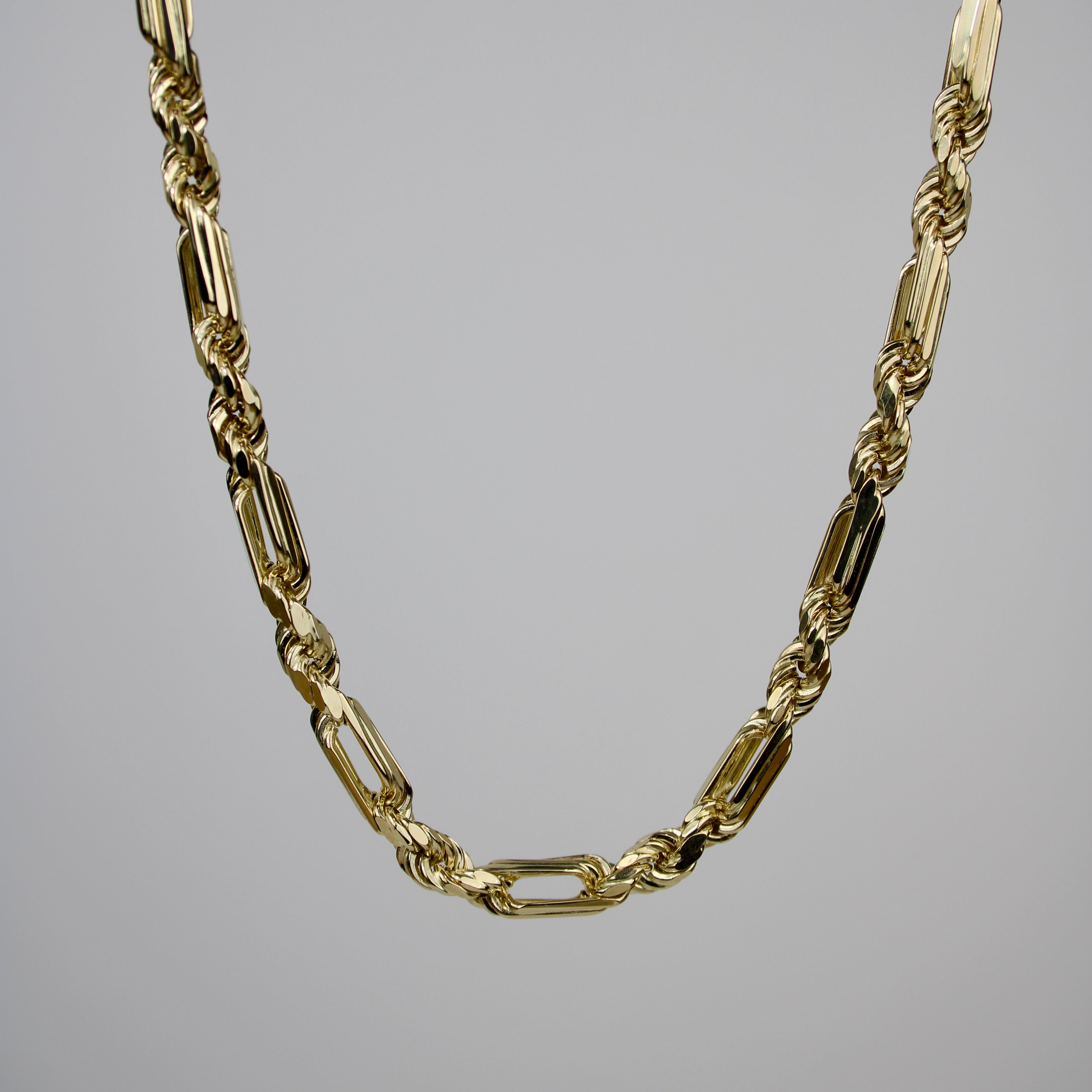 14k Yellow Gold Solid Rope Chain Necklace