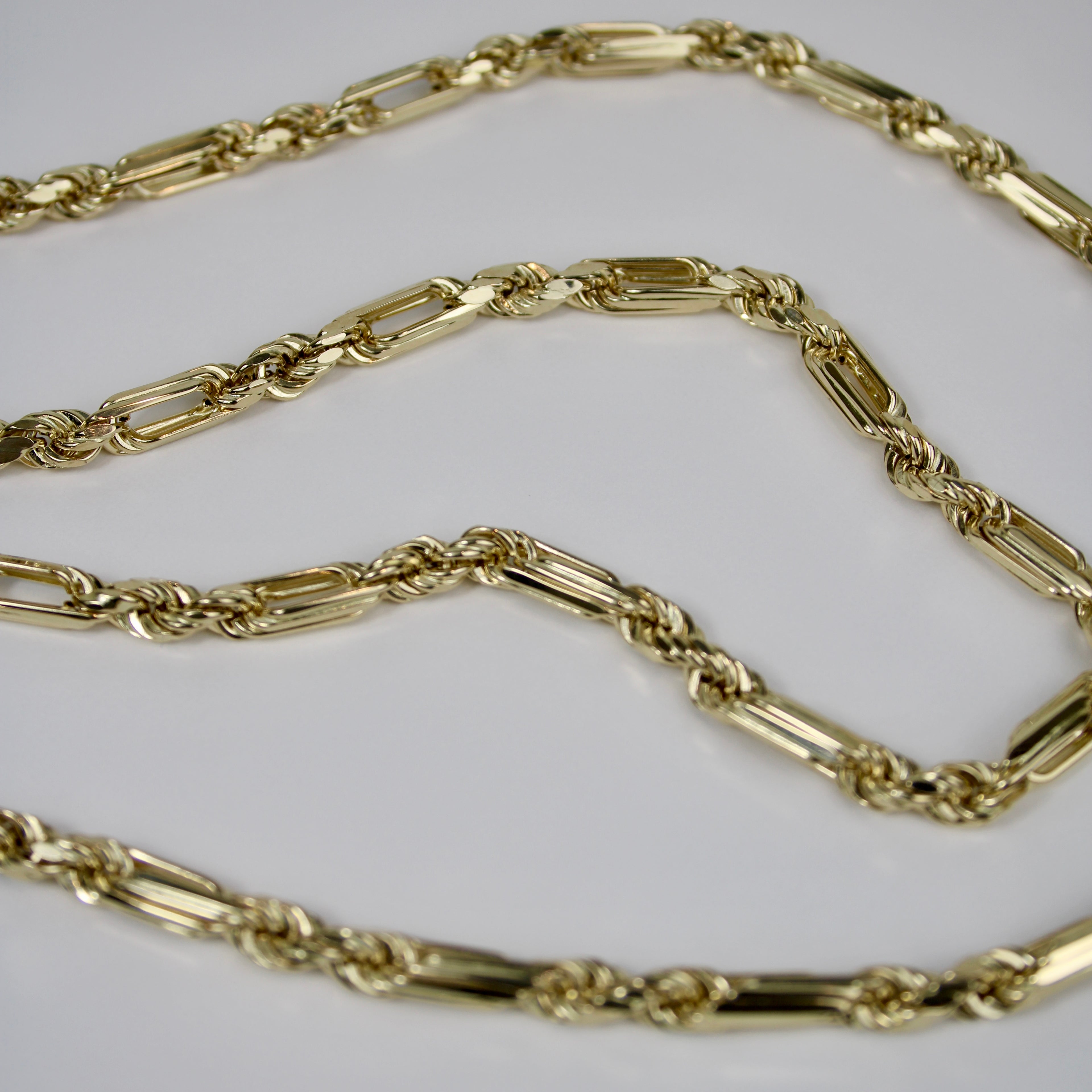 14k Yellow Gold Solid Rope Chain Necklace