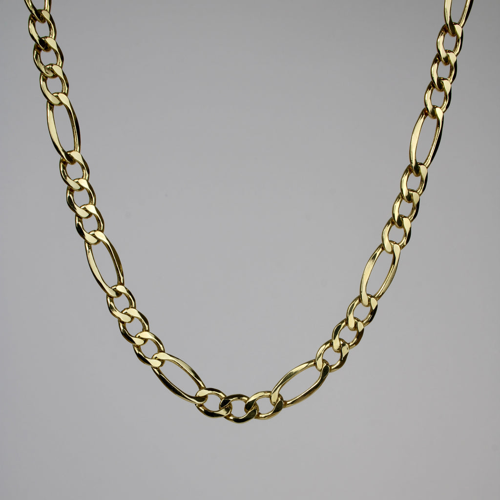 7mm 14k Gold Hollow Figaro Chain Necklace