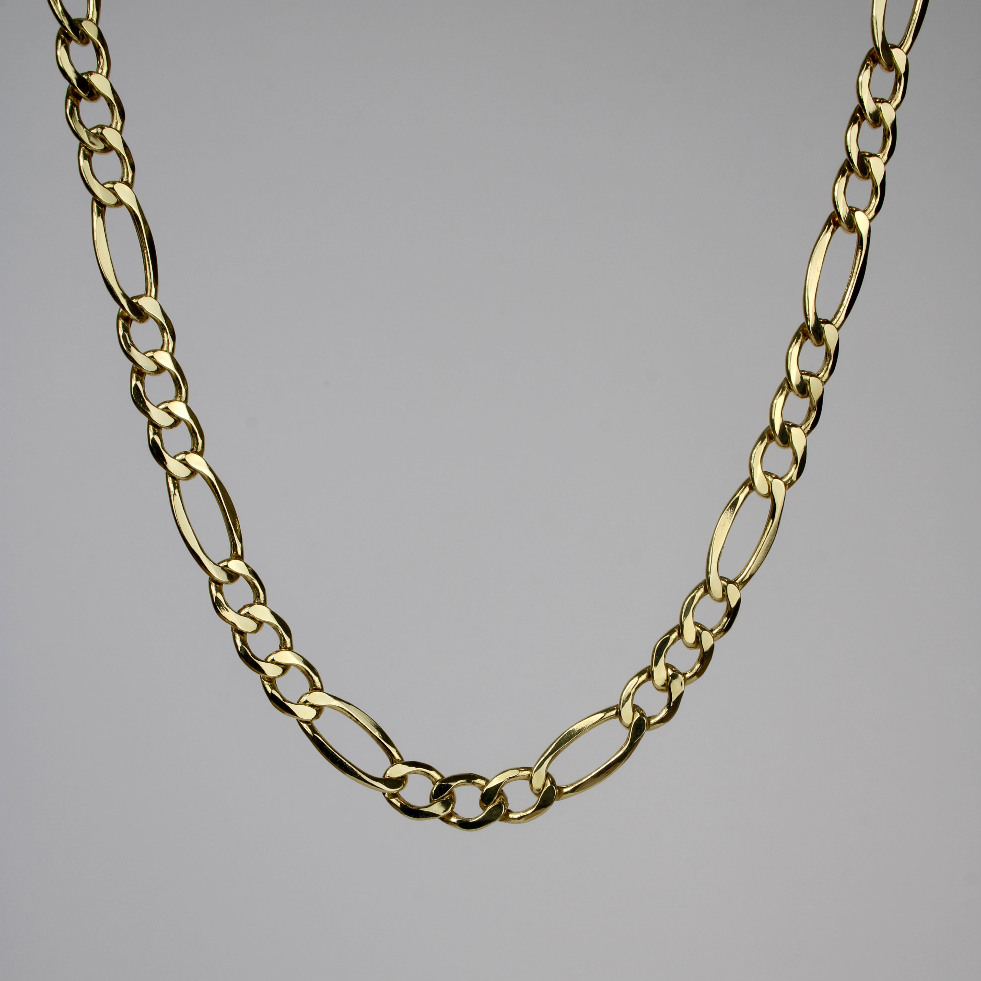 7mm 14k Gold Hollow Figaro Chain Necklace
