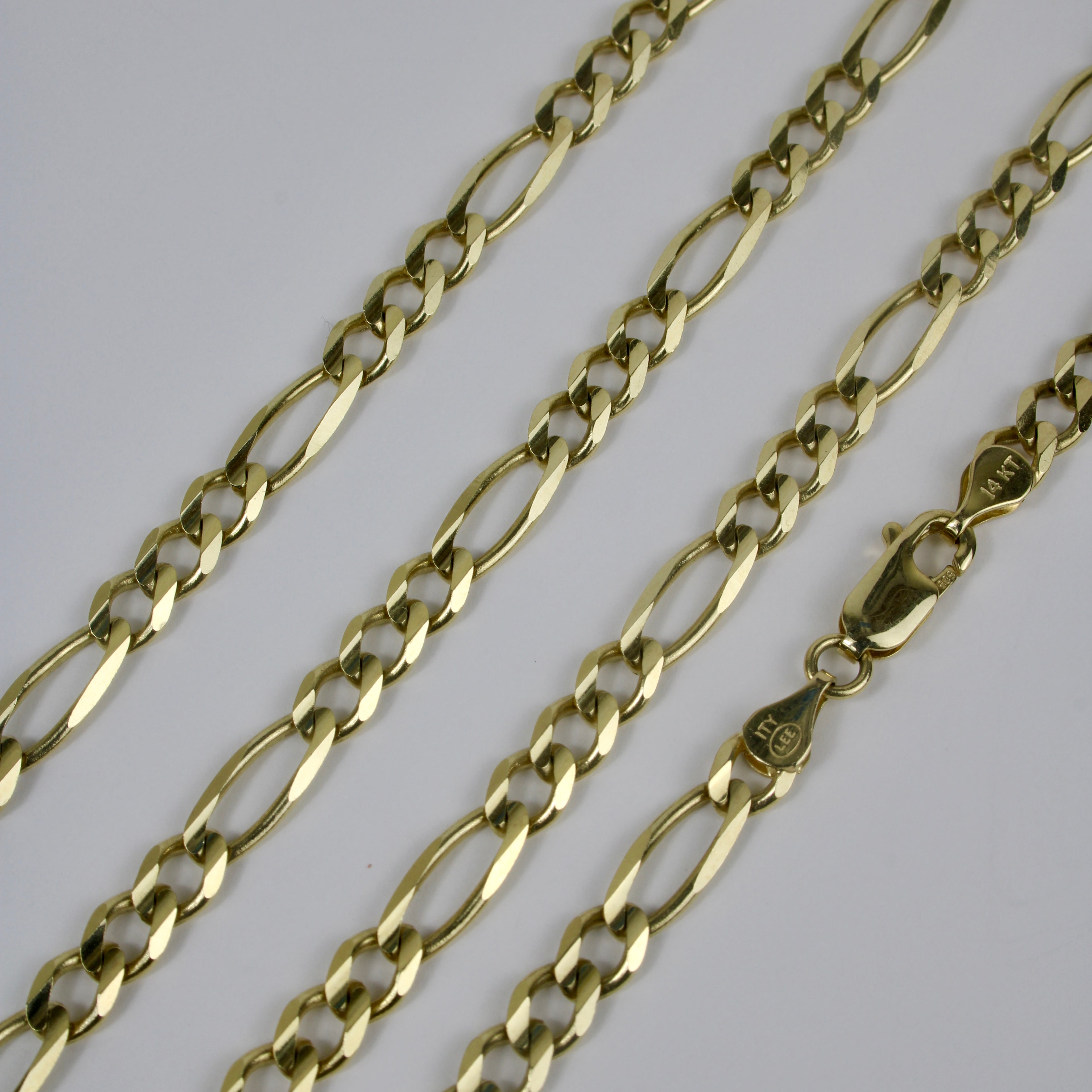 7mm 14k Gold Hollow Figaro Chain Necklace