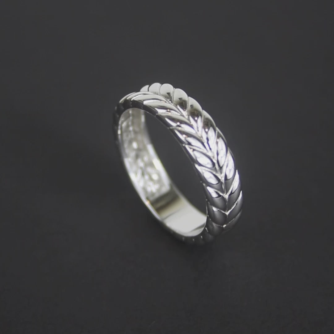 Sterling Wheat Braided Pattern Men's Ring