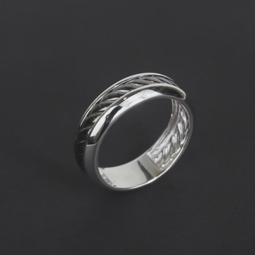 Silver Twisted Rope Men's Ring